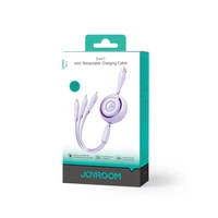 Joyroom Colorful Series S-A40 izbīdāmais 3-in-1 kabelis USB-A - USB-C / Lightning / Micro USB 1m - violets
