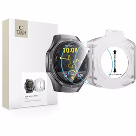 Tech-Protect Easy Set+ 2 komplekts rūdītais stikls Huawei Watch GT 5 Pro 46 mm - caurspīdīgs