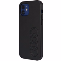 Audi sintētiskās ādas viedtālruņa apvalks iPhone 12/12 Pro 6.1" melns/melns cietais apvalks AU-TPUPCIP12P-TT/D1-BK