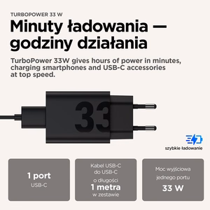 Motorola TurboPower 33W EU universāls melns AC ātrā uzlāde iekštelpu