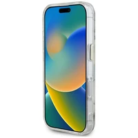 Guess Glitter Flowers Triangle Buttons Magnētiskais viedtālruņa apvalks iPhone 16 - balts