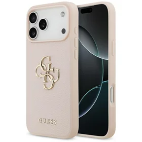 Guess Graudains Liels 4G un Klasiskais Logotips viedtālruņa apvalks iPhone 17 Pro Max - rozā