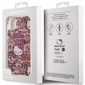 Hello Kitty IML grafiti viedtālruņa apvalks iPhone 11 / Xr - rozā