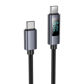 Kabelis USB C uz USB C Hoco 3A 60W ar digitālo indikatoru 1 m X112 melns
