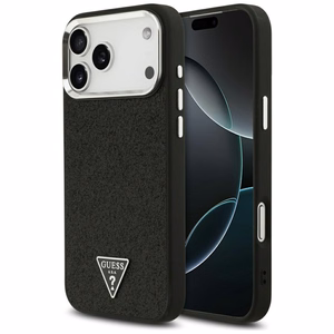 Guess Glitter Triangle Logo MagSafe Чехол для iPhone 17 Pro Max - чёрный