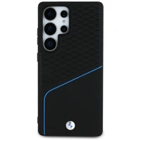 BMW ādas teksturēts un gluds MagSafe viedtālruņa apvalks Samsung Galaxy S25 Ultra – melns