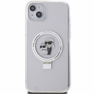 Karl Lagerfeld KLHMP15MHMRSKCH iPhone 15 Plus / 14 Plus 6.7" balts/balts cietais apvalks Gredzena statīvs Karl&Choupette MagSafe