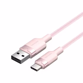 USB 2.0 A uz USB-C 3A kabelis Vention CTNPH 2M (rozā)
