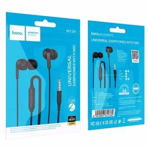 HOCO vadu austiņas Jack 3,5 mm ar mikrofonu M124 melnas