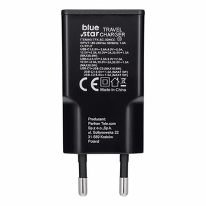 Blue Star Slim GaN TFK-SC-30WCC 30W 2x USB-C QC 4.0 / PD 3A lādētājs, melns