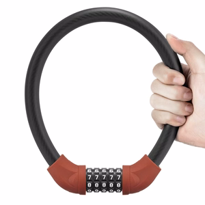 Rockbros RKS870-BK velosipēda slēdzene ar kodu un 85 cm tērauda trosi – sarkana