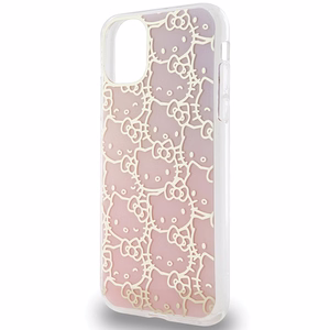 Hello Kitty IML Gradient Electrop Crowded Kitty Head korpuss viedtālrunim iPhone 11 / XR - rozā