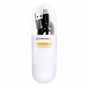 FORCELL C398 kabelis USB A uz Type C QC3.0 3A TUBE 1 m melns