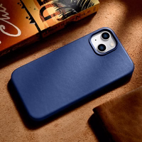 iCarer ādas apvalks iPhone 14 apvalks no dabīgās ādas zils (WMI14220705-BU) (MagSafe saderīgs)