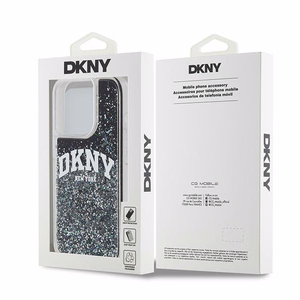 DKNY Liquid Glitter Big Logo viedtālruņa apvalks iPhone 14 Pro - melns