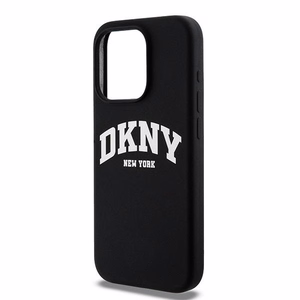 DKNY Šķidrs silikona balts drukāts logotips magnētiskais viedtālruņa apvalks iPhone 14 Pro - melns