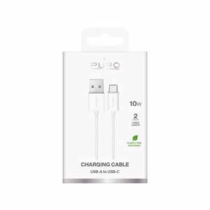 Puro 10W TPE USB-A - USB-C kabelis 2m - balts