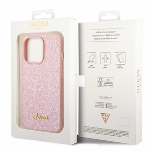 Guess Glitter Script viedtālruņa apvalks iPhone 14 Pro Max - rozā