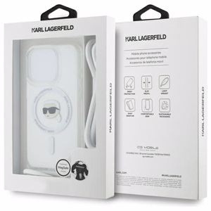 Karl Lagerfeld Crossbody IML Karl Head Magsafe Case for iPhone 16 Pro - Clear