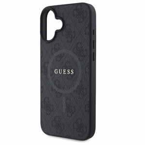 Viedtālruņa apvalks Guess 4G Gredzens Klasiskais Logotips MagSafe iPhone 16 - melns