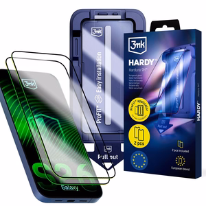3mk Hardy Hardura 9H LCD rūdīts stikls ar aplikatoru priekš Samsung Galaxy S26 Ultra, melns (2 gab.)