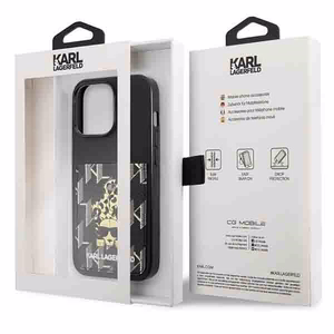 Karl Lagerfeld Karlimals Kartes viedtālruņa apvalks iPhone 13 Pro / iPhone 13 - melns