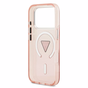 GUESS magnētiskais viedtālruņa apvalks IPHONE 17 Pro, savietojams ar MagSafe GUHMP17LHGTMLCGP (IML gradienta apvalks ar trīsstūra logotipu) rozā