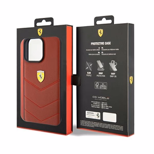 Ferrari Ādas šuvju līnijas viedtālruņa apvalks iPhone 15 Pro Max - sarkans