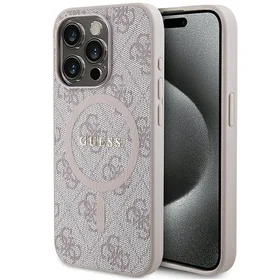 Guess viedtālruņa apvalks iPhone 15 Pro Max 6,7" GUHMP15XG4GFRP rozā HC MAGSAFE PU 4G RING CLASSIC LOGO