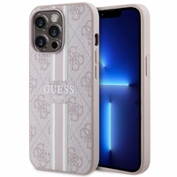 Guess GUHMP13LP4RPSP iPhone 13 Pro / 13 6.1" rozā/rozā cietais apvalks 4G Printed Stripes MagSafe