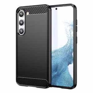 Carbon apvalks viedtālrunim Samsung Galaxy S23+ elastīgs silikona oglekļa apvalks melns