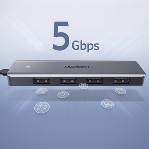 Ugreen Хаб USB-C 4-в-1 адаптер на 4x USB 3.0 + USB-C серый