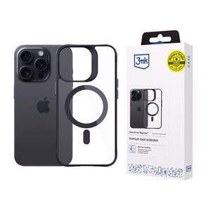 3mk Satin Armor MagCase ar MagSafe iPhone 15 Pro Max - caurspīdīgs ar melnu rāmi