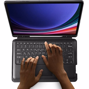 DUX DUCIS salokāms DK vāciņš ar bezvadu tastatūru ar apgaismojumu SAMSUNG Tab S10 Plus/S9 Plus/S9 FE Plus melns