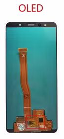 LCD screen Samsung A750 A7 2018 ar touch screen Melns OLED (real size)