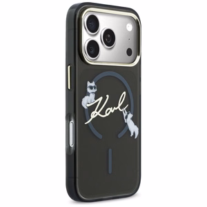 Karl Lagerfeld IML Choupettes Karl Script Logo MagSafe Maciņš for iPhone 17 Pro Max - melns