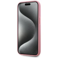 Karl Lagerfeld Wrinkled Metal Signature viedtālruņa apvalks iPhone 15 - rozā