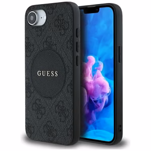 Guess 4G Circle Classic Logo Magnētiskais viedtālruņa apvalks iPhone 16e - melns