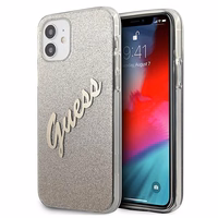 Guess GUHCP12SPCUGLSGO iPhone 12 mini 5.4" zelta/zelta cietais apvalks Glitter Gradient Script