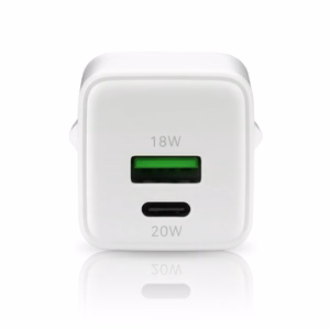 lādētājs 1 x USB, 1 x USB-C Quick Charge 3.0 20W balts