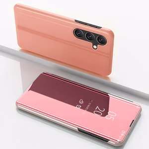 Caurspīdīgs viedtālruņa apvalks Samsung Galaxy S24 FE ar atveramu vāku - rozā