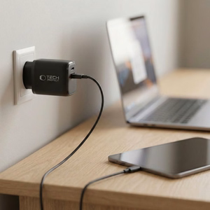 Tech-Protect NCA65W-GAN PD 65 W / QC3.0 2 pieslēgvietu sienas lādētājs, melns