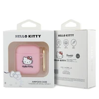 Hello Kitty silikona 3D Kitty galvas apvalks AirPods 1/2 - rozā