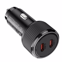 Automobiļa lādētājs Hoco 2 x USB C QC PD 50W NZ14B melns