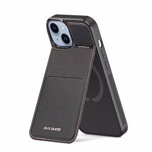 3in1 maku apvalks ar statīvu iPhone 15 Plus MagSafe RFID bloķētājs Dux Ducis Rafi Mag - melns