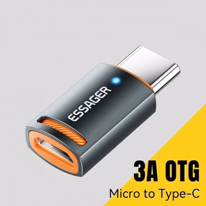 Adapteris Essager HuntC melns (In: MicroUSB / Out: Type-C)