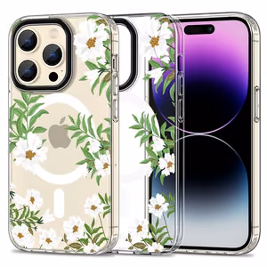 Tech-Protect MagMood MagSafe iPhone 15 Pro Max Case - Daisies with Leaves