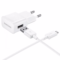 Samsung EP-TA50EWE 8W USB-A sienas lādētājs ar MicroUSB kabeli ECB-DU4AWE (Bulk - aizstājējiepakojums) - balts