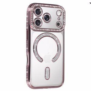 Чехол Bling MagSafe для iPhone 17 Pro Max розовый