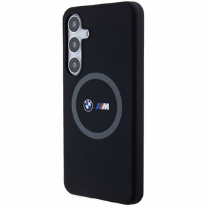 BMW M Silikona drukāts gredzens Magnētiskais viedtālruņa apvalks Samsung Galaxy S24+ - melns